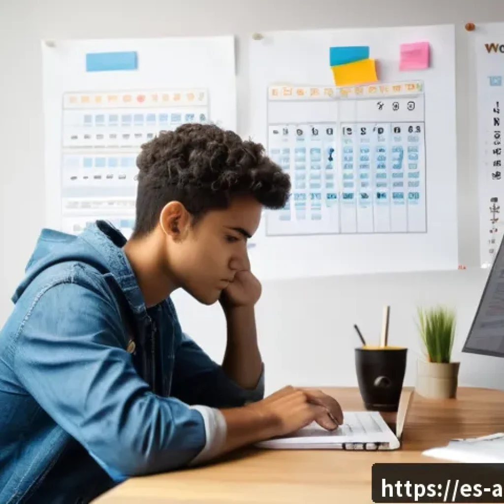 기술 스택의 검증된 학습 방법 - A focused young adult sitting at a modern desk in a cozy, well-lit room, surrounded by multiple digi...
