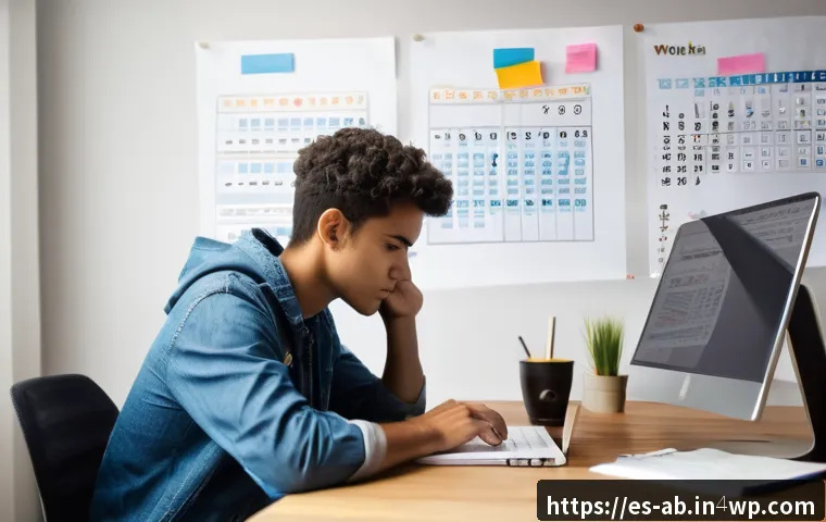 기술 스택의 검증된 학습 방법 - A focused young adult sitting at a modern desk in a cozy, well-lit room, surrounded by multiple digi...