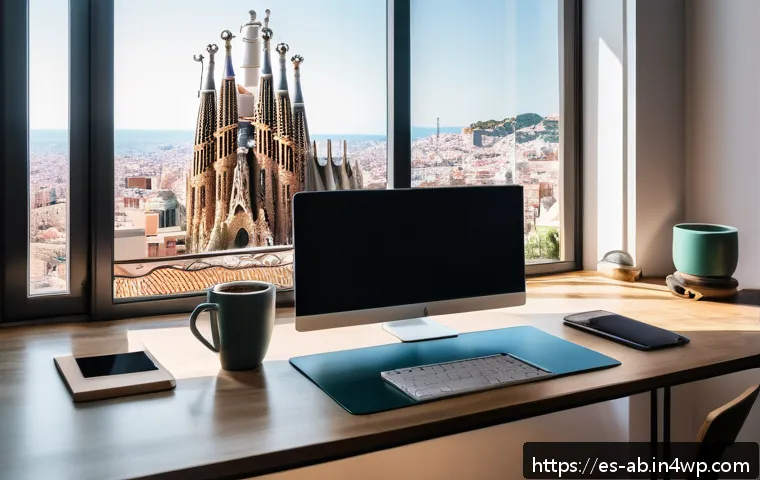 비교 각 기술 스택의 특징과 유용성 - A modern web developer workspace in a bright, minimalist office in Spain, featuring dual monitors di...